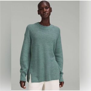 Lululemon Merino Wool-Blend Ribbed Crewneck Sweater Aqua Green